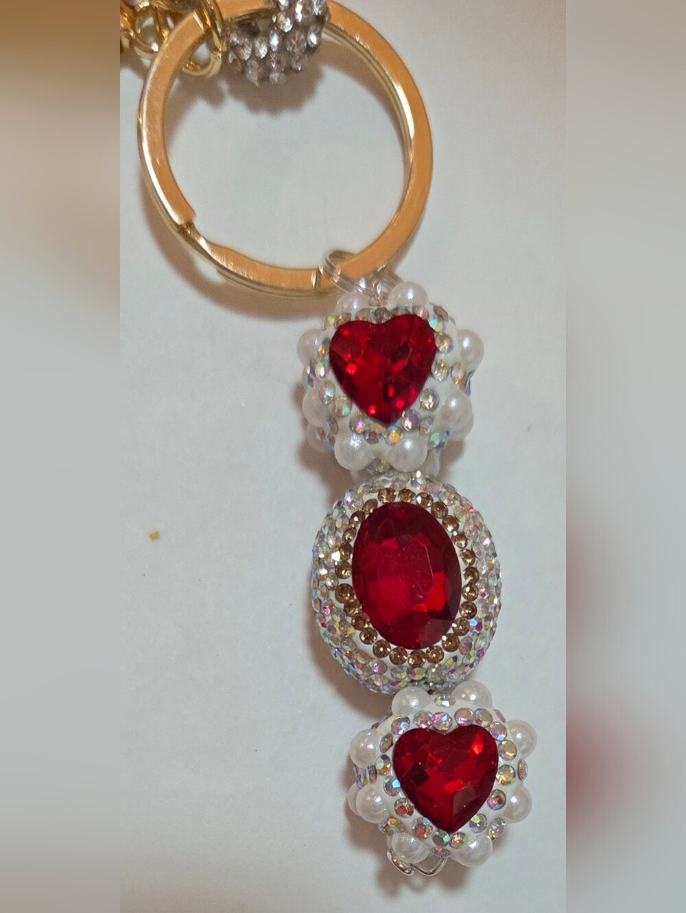 Vintage Style Rhinestone Camera Keyring ✨ Bag Charm with Glam Red Jewel Wristlet - Picture 5 of 15